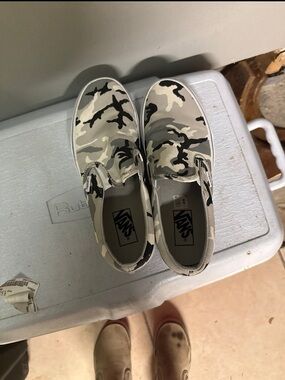 Vans Slip-On Shoes - Black & White Camo